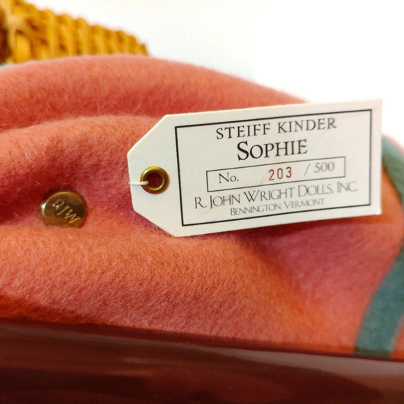 Vintage Steiff Kinder Sophie Doll R. John Wright Vermont Felt 17" 203/500 Rare - Picture 9 of 15